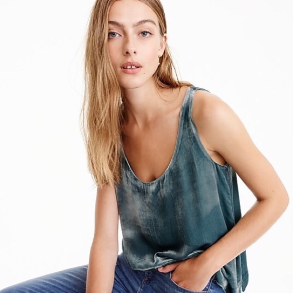 J. Crew S velvet tank top in sea breeze
